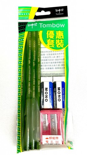 TOMBOW 推廣套裝(4支鉛筆+雙孔筆刨+擦膠x2)