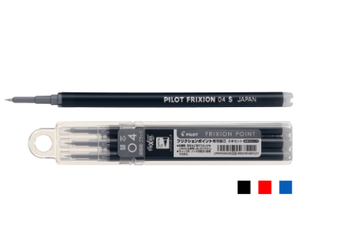 PILOT Frixion Point Knock 04 LFPKRF-30S4 擦擦隱形筆芯 (0.4mm) 3支裝