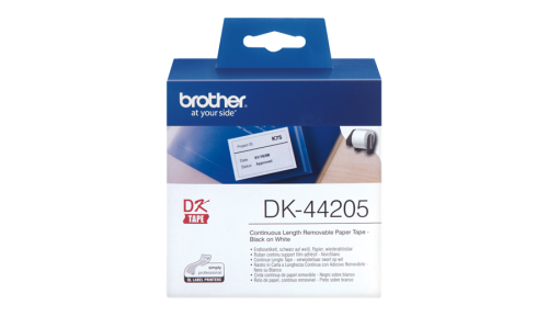 Brother DK-44205 可移除紙質標籤帶(白底黑字) - 62mm x 30M