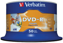 Verbatim DVD-R 4.7GB 16X Wide Inkjet 50pk Spindle - 43533