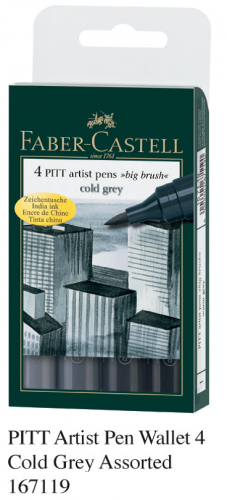 FABER 167119 PITT 美術畫筆(4支套裝) Cool Grey