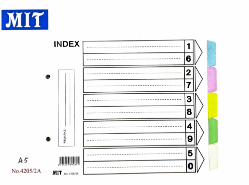 MIT NO.4205/2A A5 五級彩色紙質索引(10套/包)