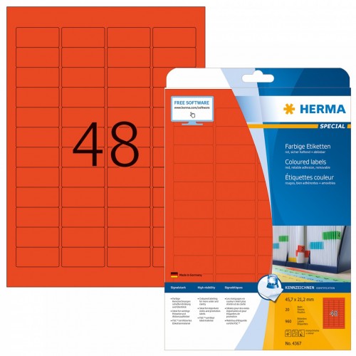 HERMA 多用途A4標籤紙(彩色) 20張裝