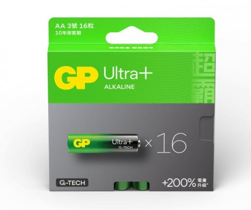 GP AA,Ultra+ 超特強鹼性電池(16粒裝)