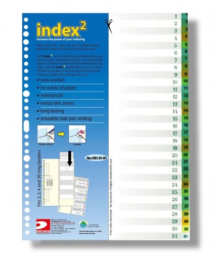DATA BANK VID-31 29孔 彩色透明分類索引 1-31