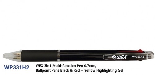 WEX WP331H2 3色原子筆(黑+紅+螢光黃)