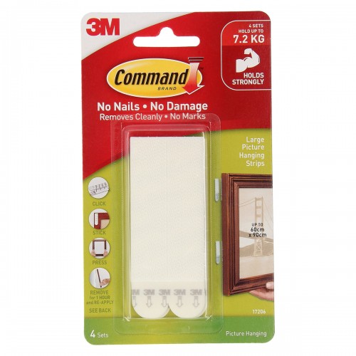 3M Command™ 17206 無痕™<白色>魔術貼-大型(4對裝)