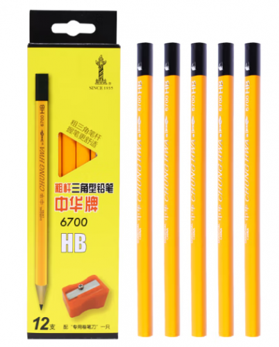 中華牌 6700 HB 粗三角鉛筆(12支裝) 附送鉛筆刨